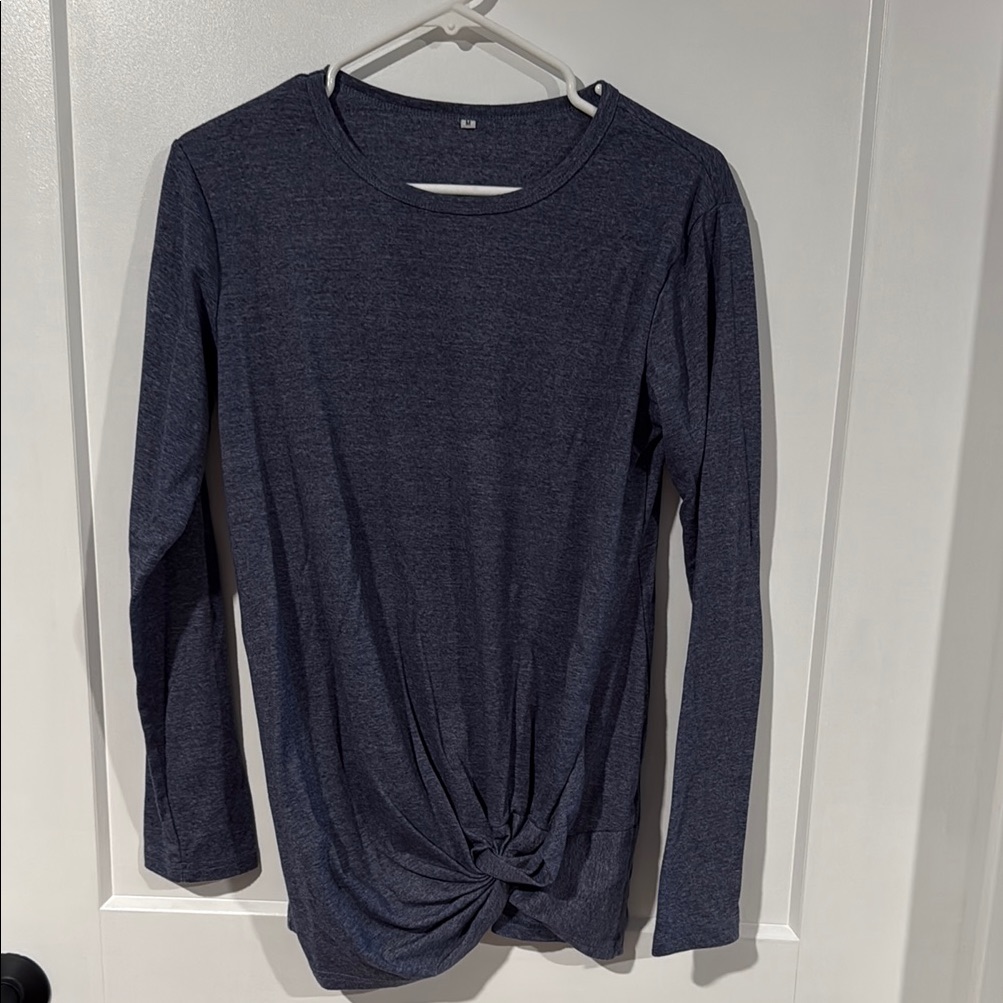 Navy Long Sleeve Twist Knot Top